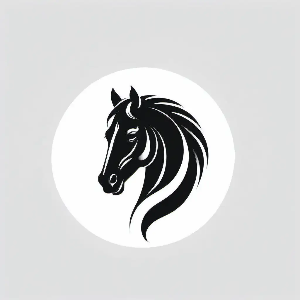logotip with horse head minimal design black and white