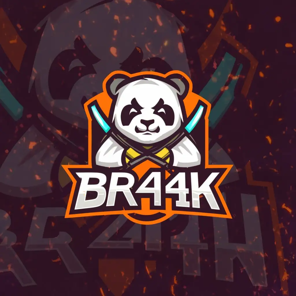 a logo design,with the text "br4k", main symbol:Ninja panda holding a shield for cyber defense,Moderate,be used in Internet industry,clear background