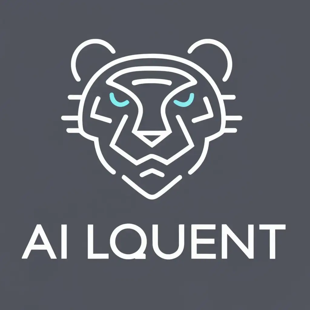 logo, A tiger face (left side is normal, right is digitalized version), with the text "AI Loquent", typography, be used in Technology industry