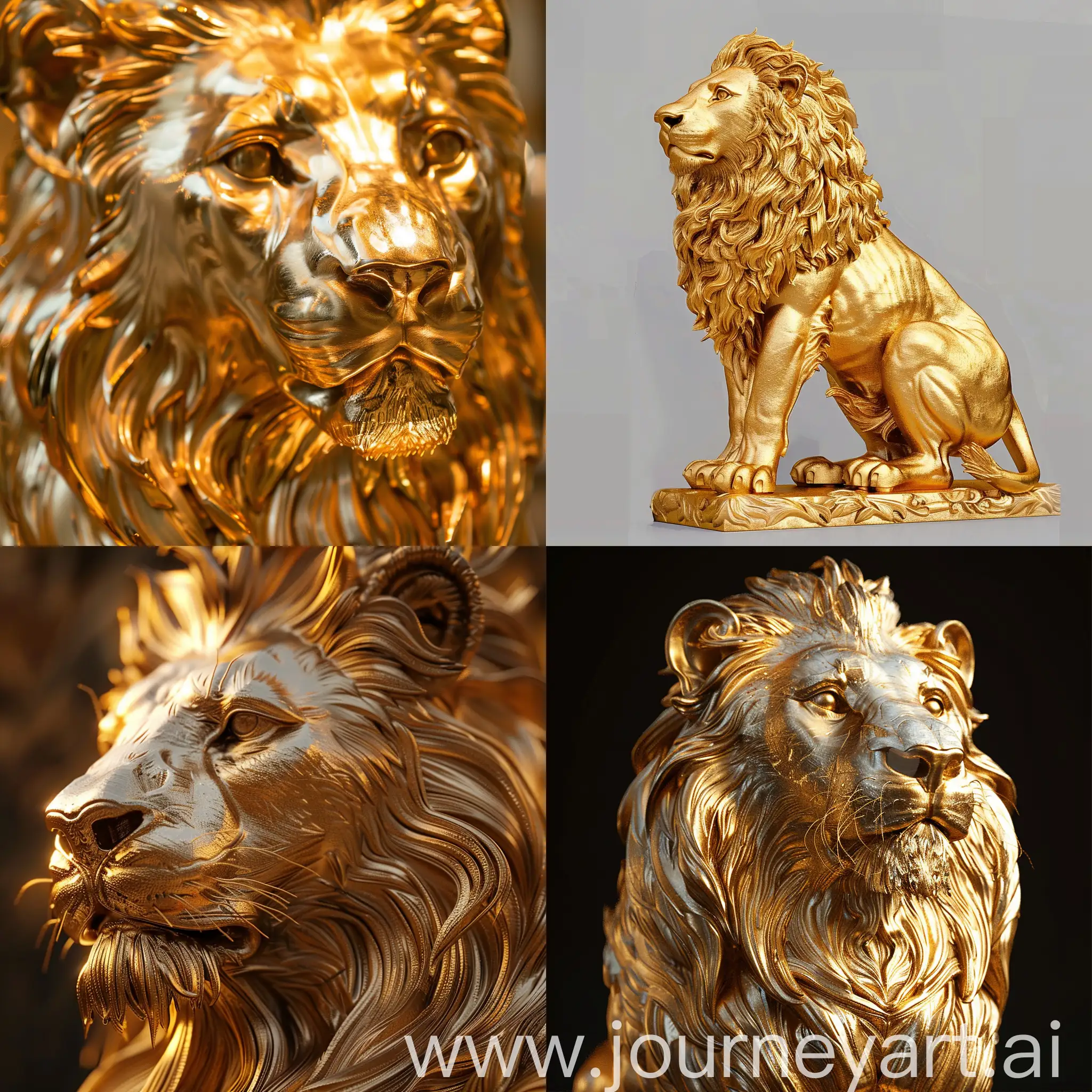 Majestic-Golden-Lion-Statue-Intricate-Sculpture-of-Regal-Magnificence