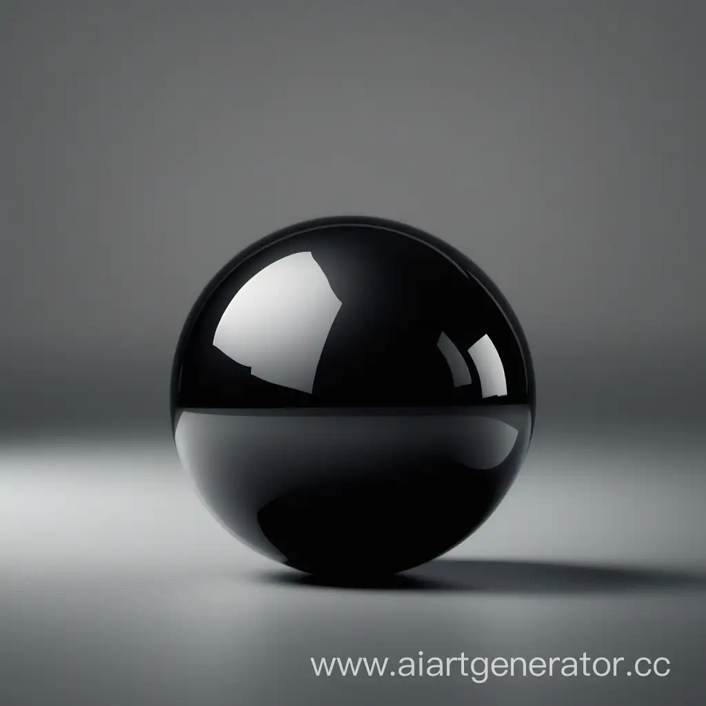 Realistic-Black-Glass-Ball-on-Gray-Background-Photography