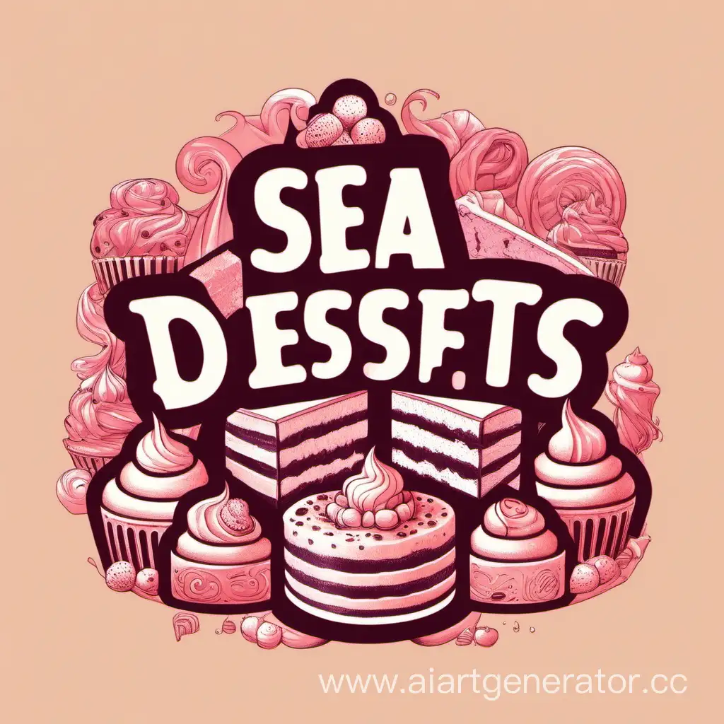 логотип "море десертов" на русском  используя один цвет