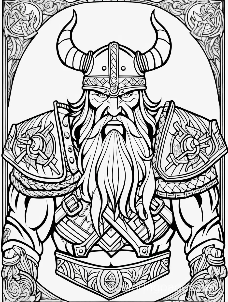 tattoo, hardcore, Viking, battle, Coloring Page, black and white, line art, white background, Simplicity, Ample White Space. The background of the coloring page is plain white to make it easy for young children to color within the lines. The outlines of all the subjects are easy to distinguish, making it simple for kids to color without too much difficulty