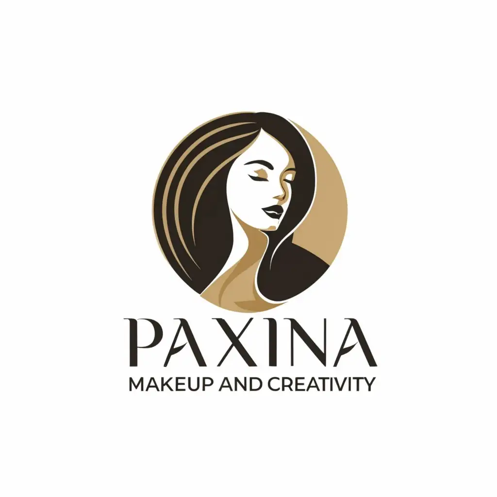 a logo design,with the text "Paxina Makeup And nd Creativity", main symbol:Lady,Moderate,be used in Beauty Spa industry,clear background