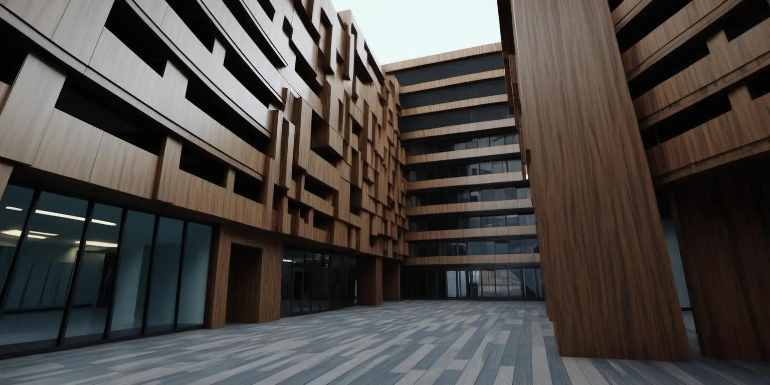 exterior of high rise building lobby,
abstract, 
 modular timber
realistic