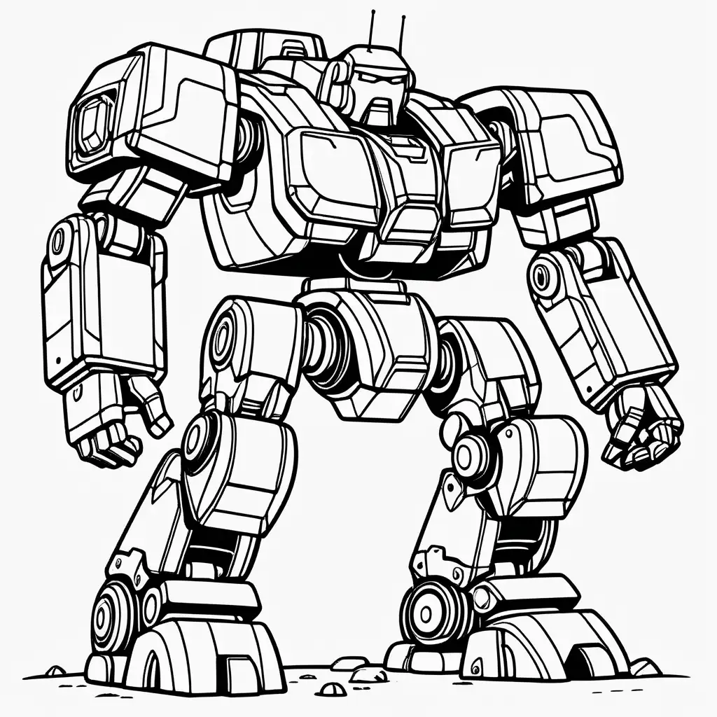 Chunky Heavy Mech Coloring Page for Kids