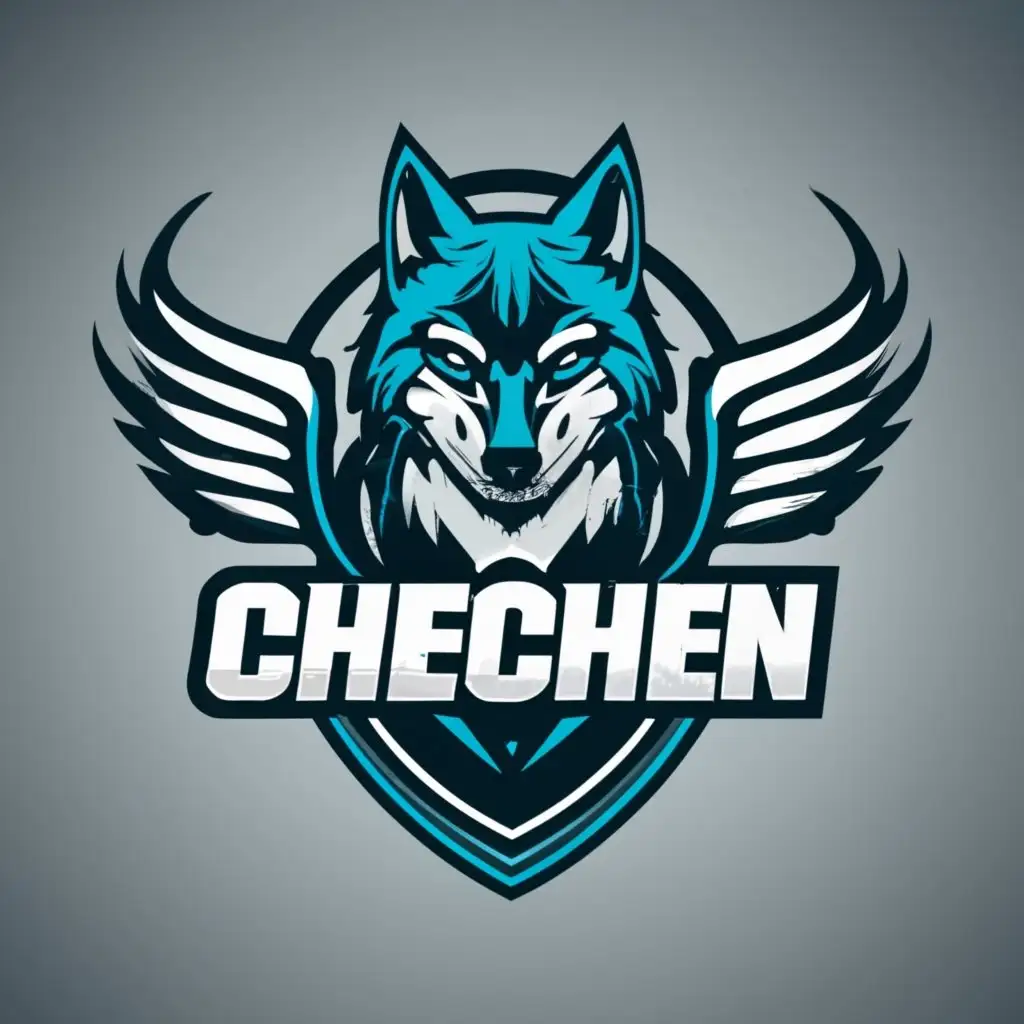 logo, Wolf in Naruto style with wings enter and eagle, with the text "Chechen ", typography, be used in Sports Fitness industry