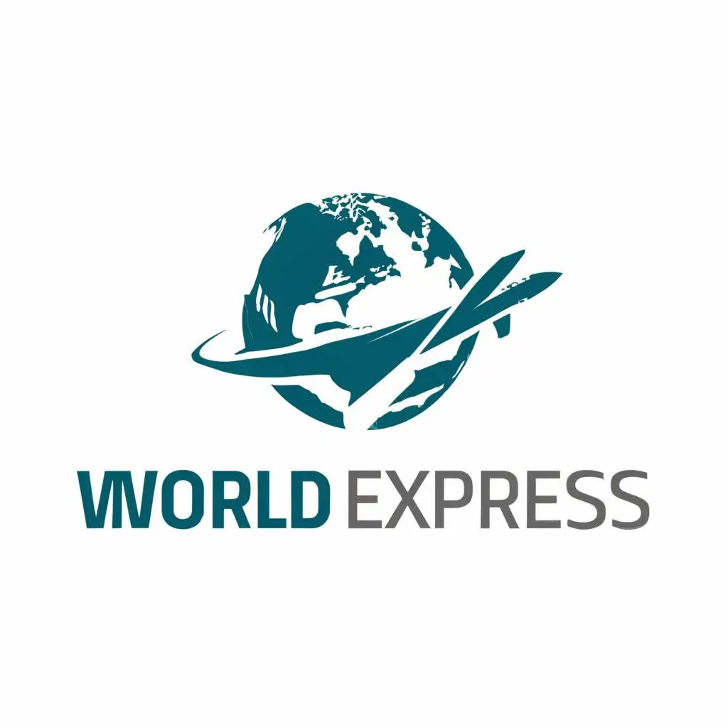 a logo design,with the text "world express", main symbol:airplane over the world,complex,be used in Travel industry,clear background