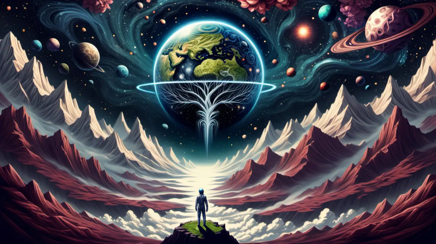 Vivid Mindscapes Flourishing Inner World Amidst Mountains and Outer Space