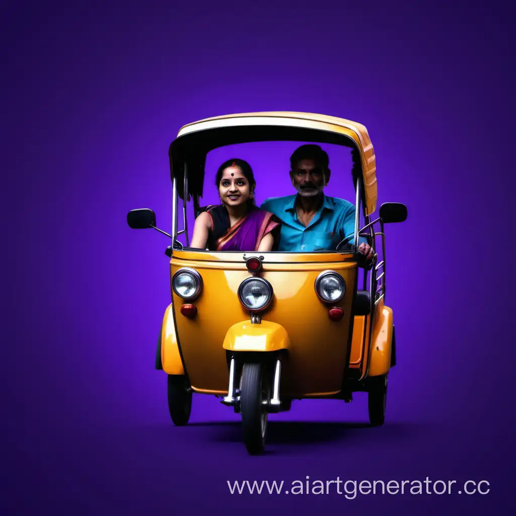 Avatarka-4K-Ultra-HD-Riding-Autorickshaw-on-Purple-Background