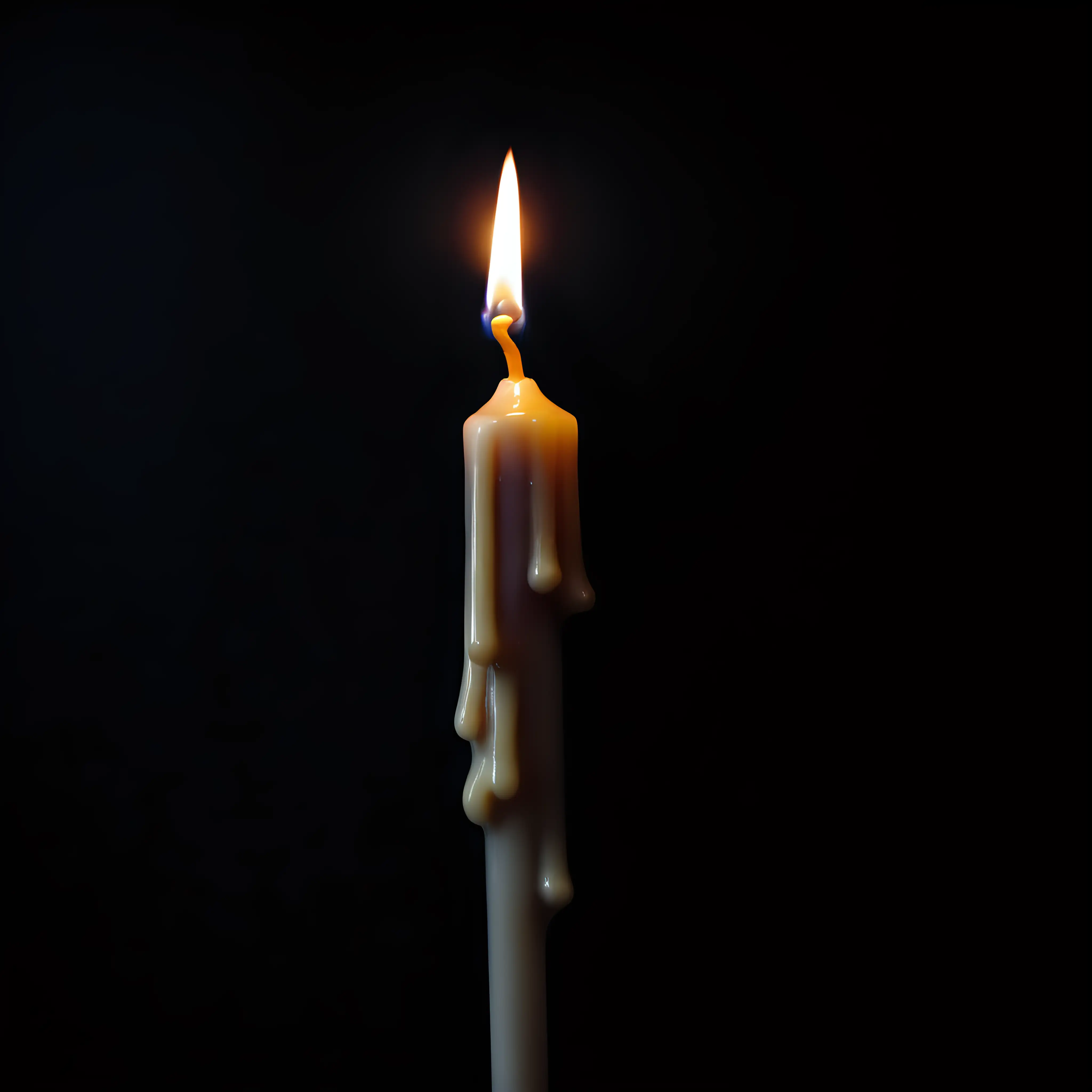 candles nolstalgic feeling, eerie, dark, sad, have candle wax melting on the stick too, just one candle in the image

