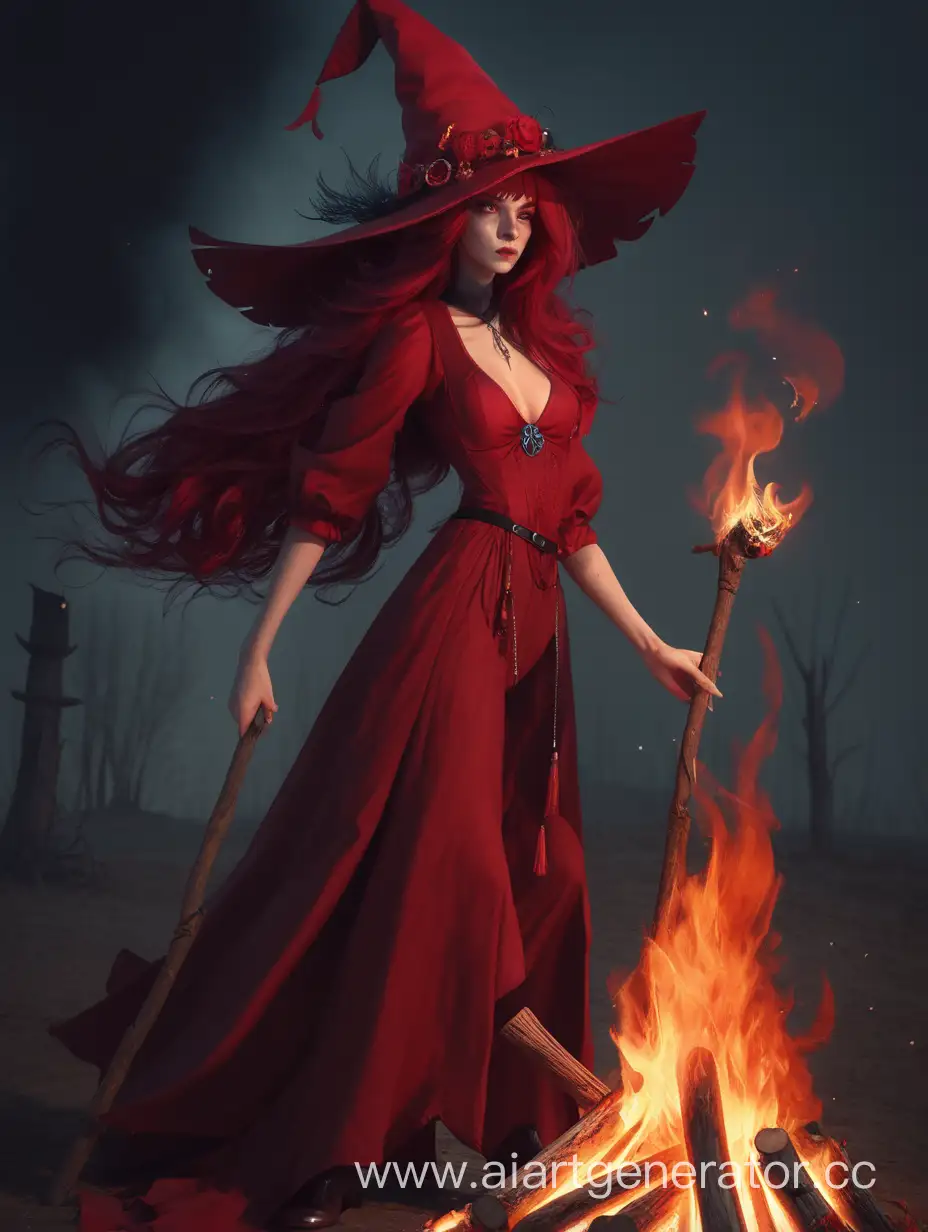 Mystical-Red-Witch-Performing-Rituals-by-the-Bonfire