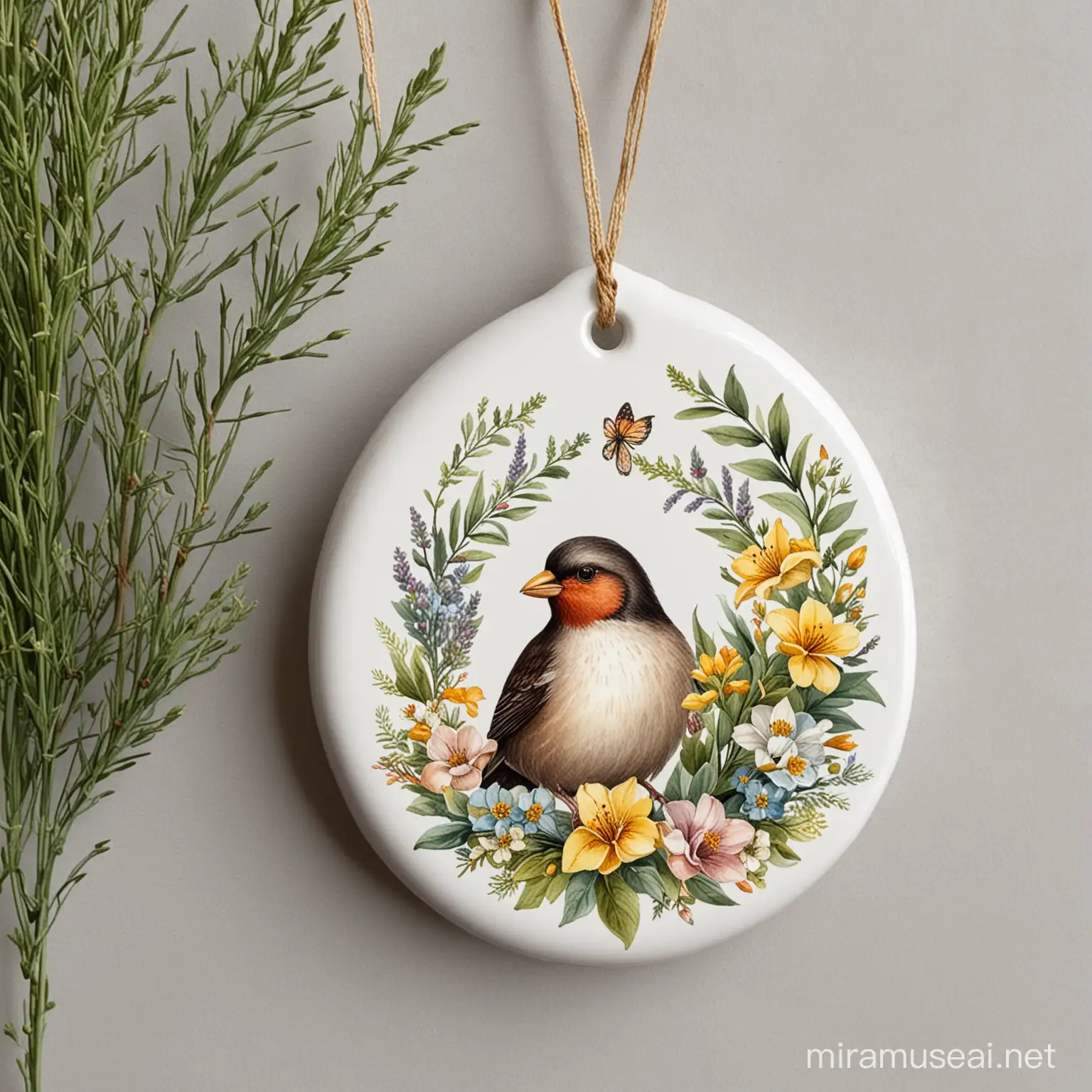 Easter brid ceramic ornaments,white blackground