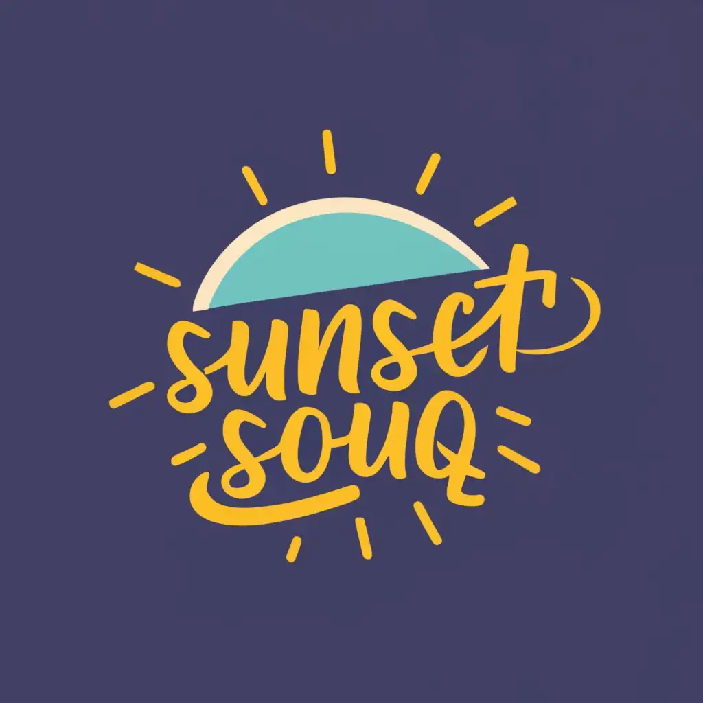 logo, sun, with the text "SunsetsSouq", typography