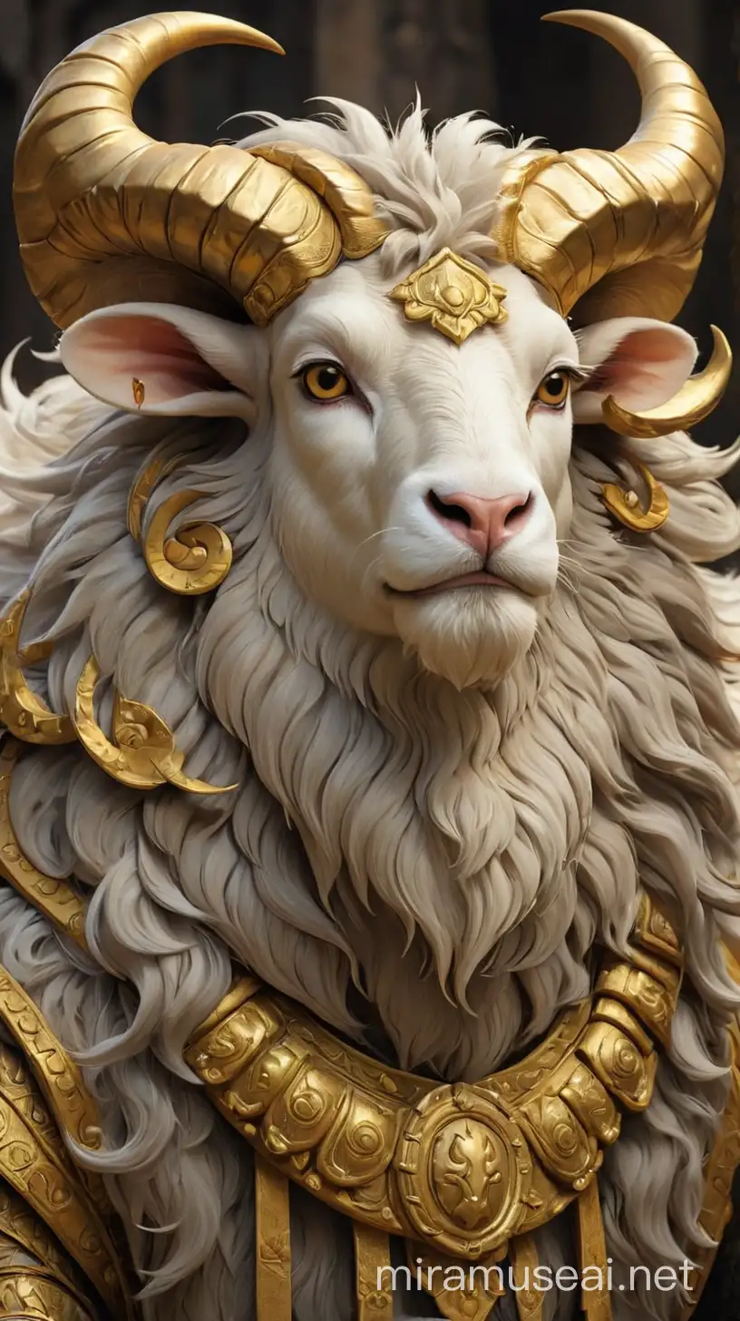 Majestic Ram with Golden Horns and Fleece in Glorious Splendor
