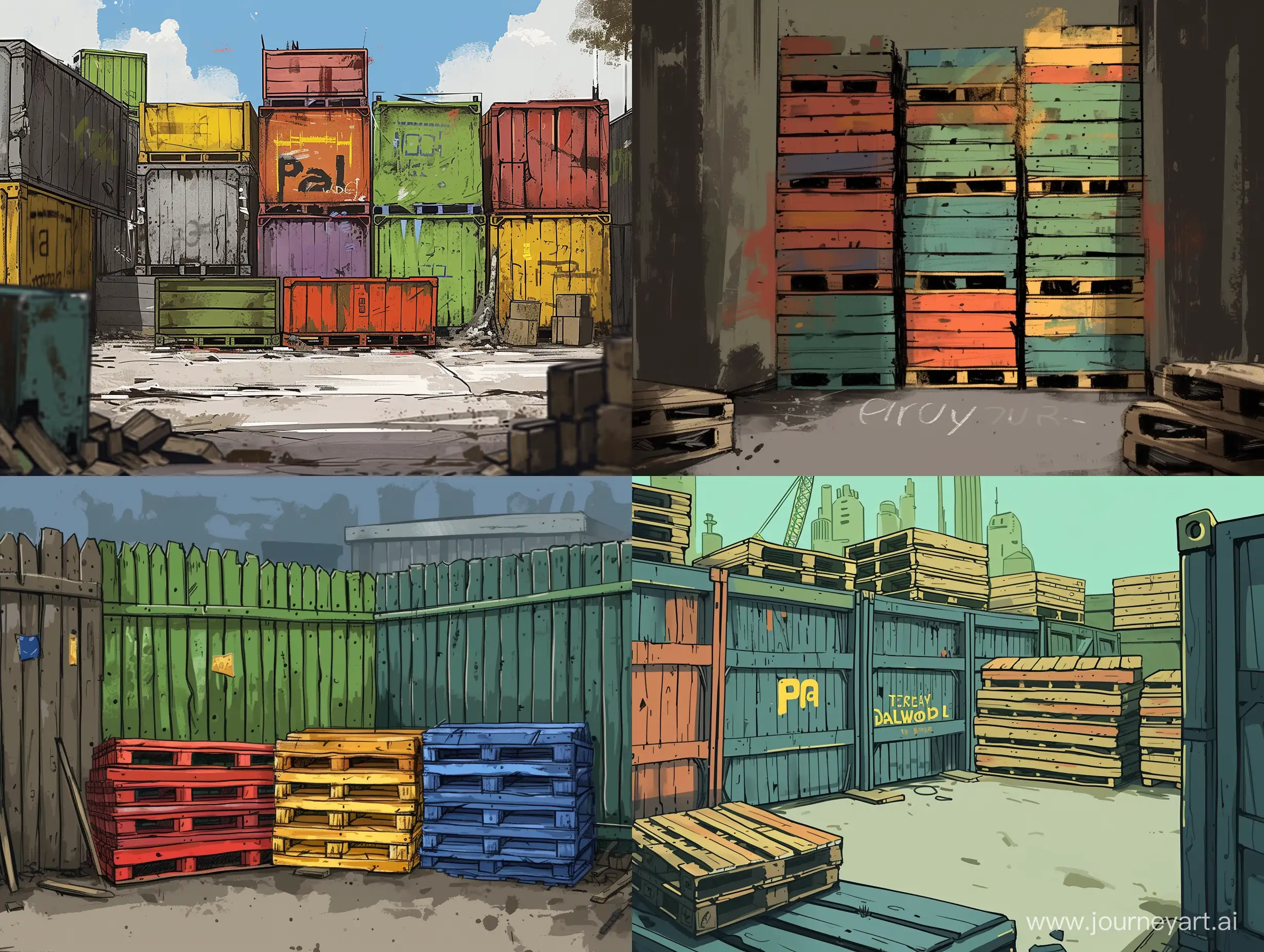 Palworld-Game-Scene-with-Pallets-Colorful-Landscape-Featuring-Game-Elements