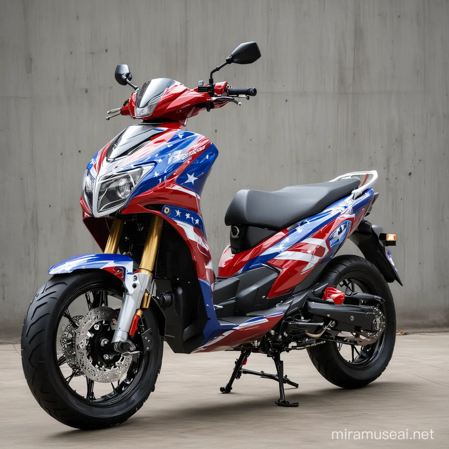 Captain America Style Honda Vario 150 Motorcycle Customization
