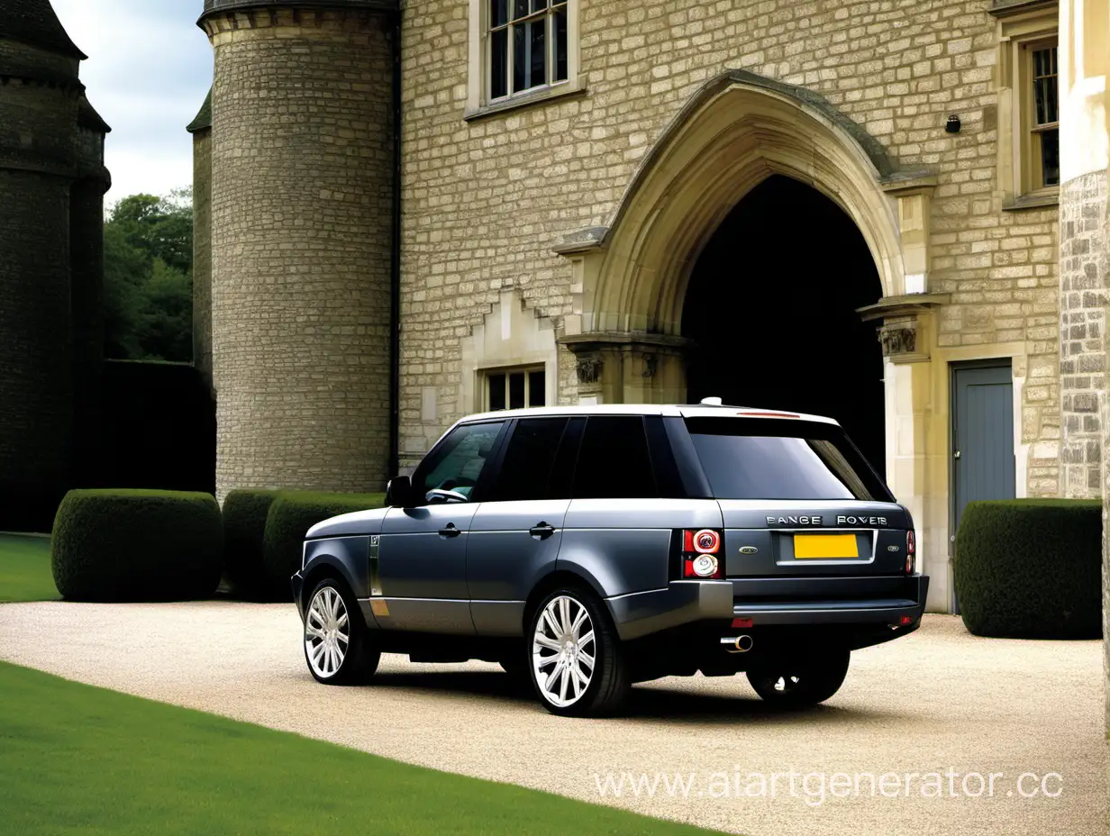 Gray-Range-Rover-L322-Vogue-with-20-Rims-Parked-in-English-Castle-Courtyard