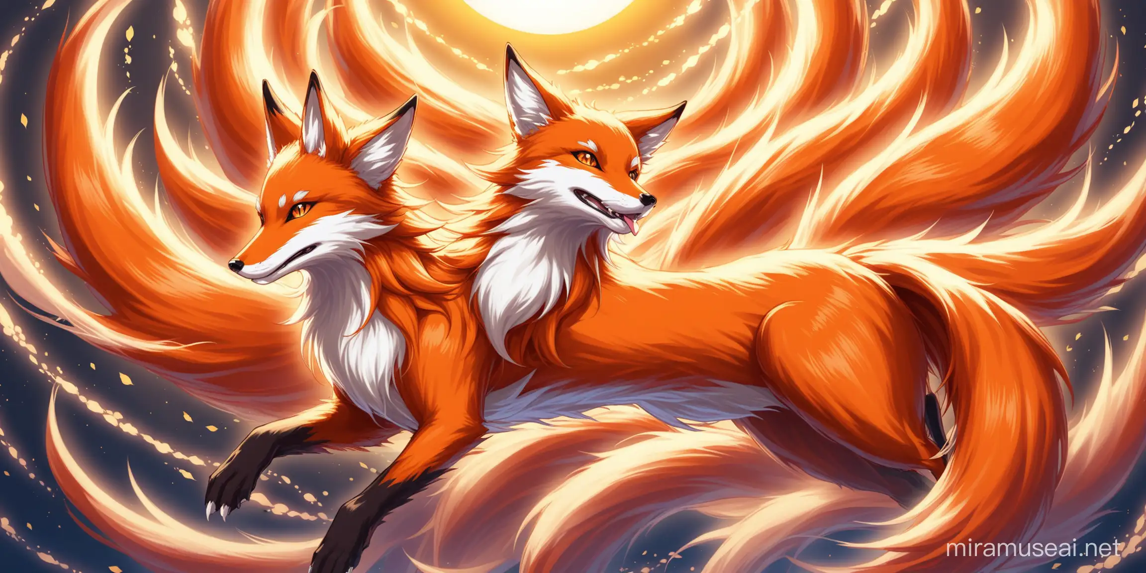 Mystical Encounter with a NineTailed Fox in Enchanted Forest