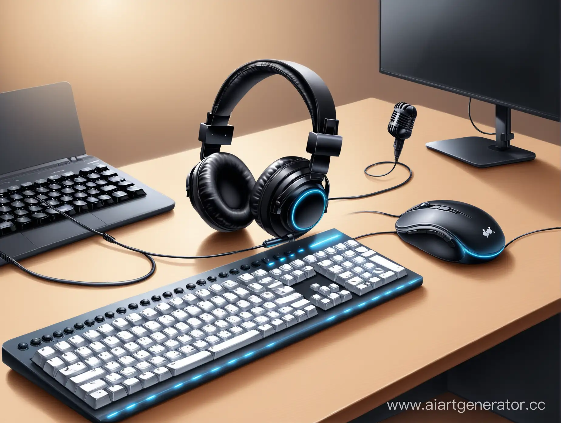 Professional-Gaming-Setup-with-Headset-Headphones-Microphone-Mouse-and-Keyboard
