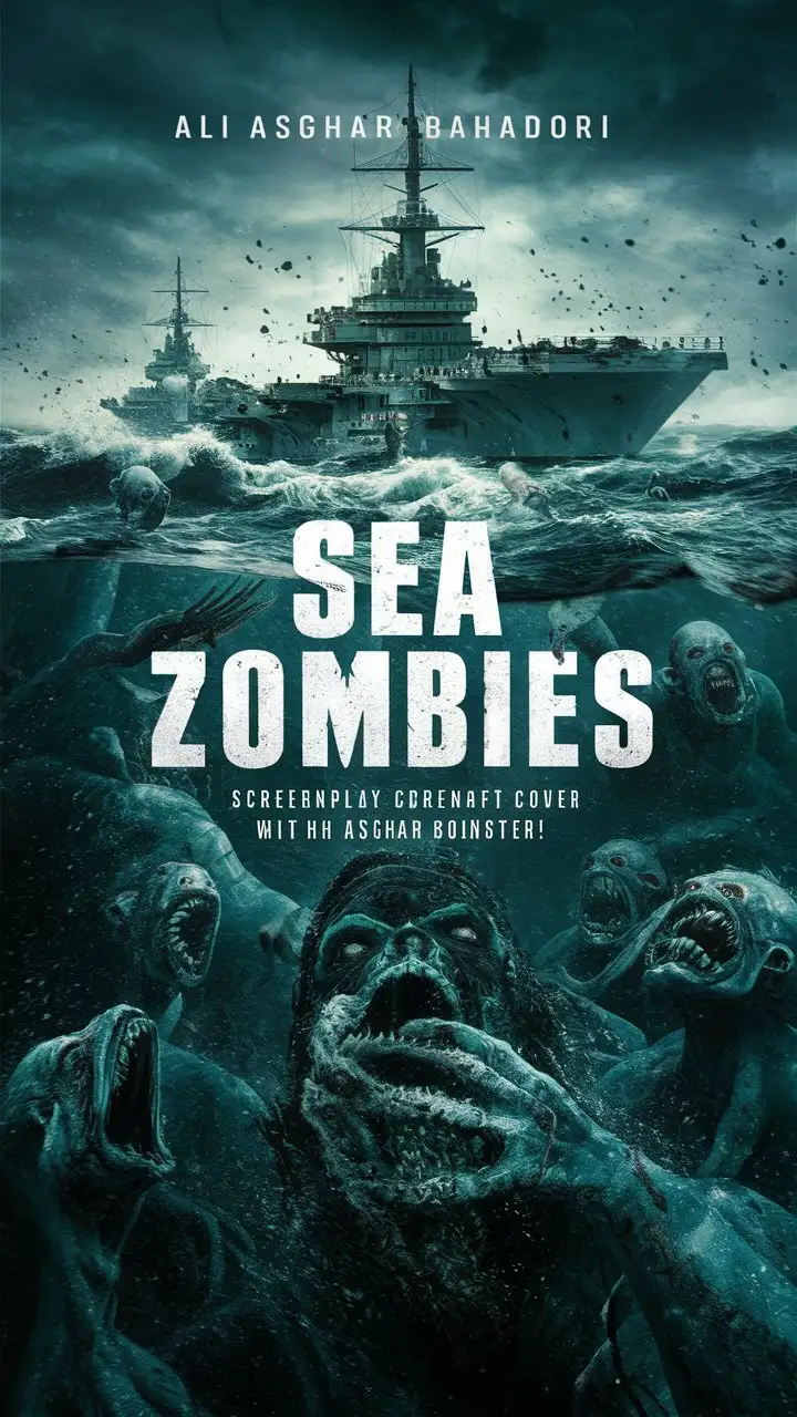 A screenplay called Sea Zombies written by Ali Asghar Bahadori . And in the photo, sea zombies attacked the aircraft carrier in the ocean