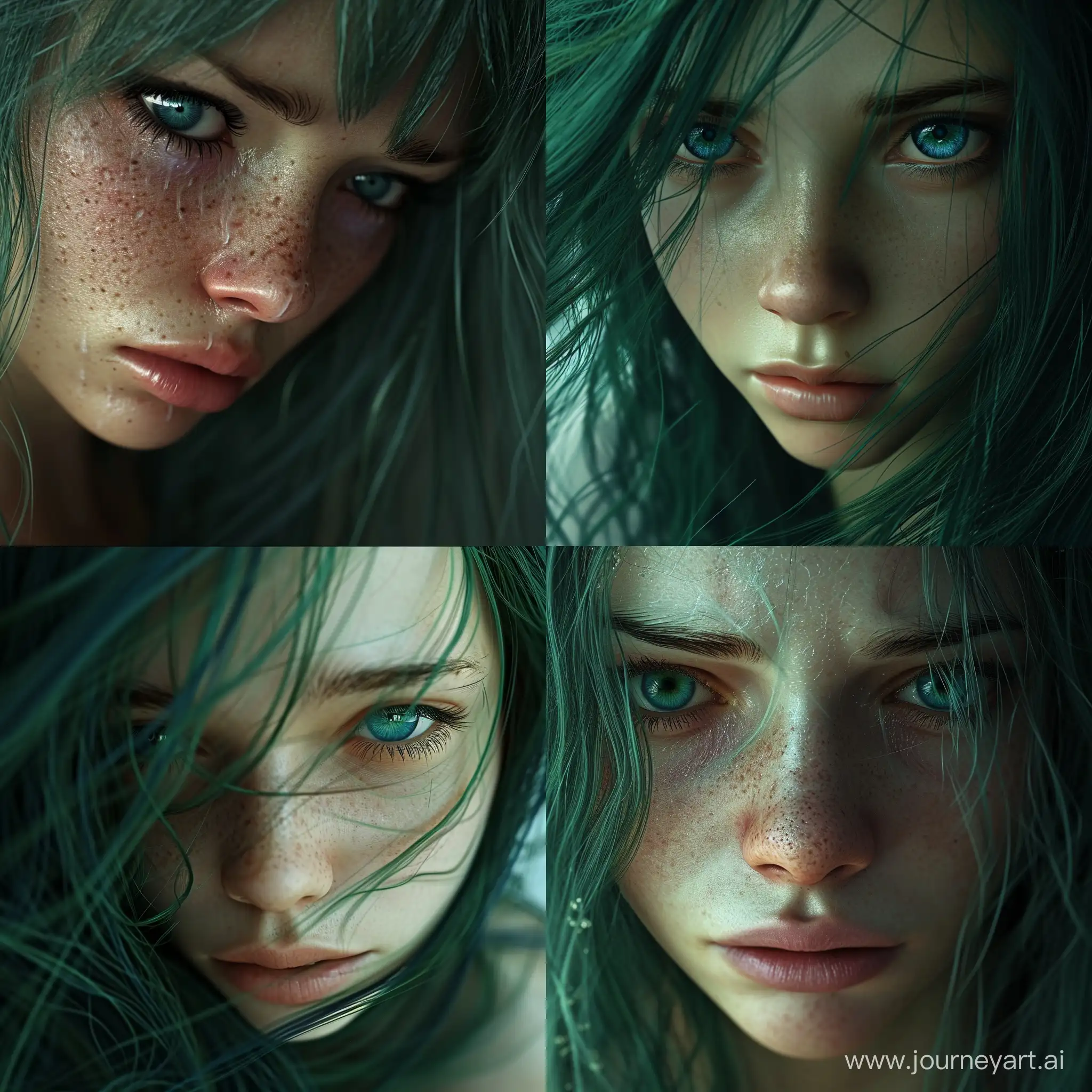 Profound-Sorrow-Portrait-of-a-Depressed-Girl-with-Striking-Blue-Eyes-and-Green-Hair