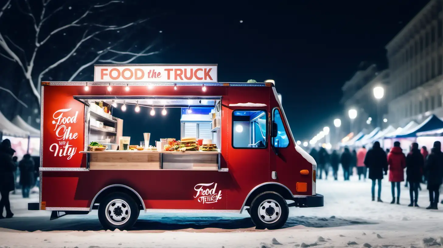 Vibrant Winter Night Food Truck Festival Photo Shoot
