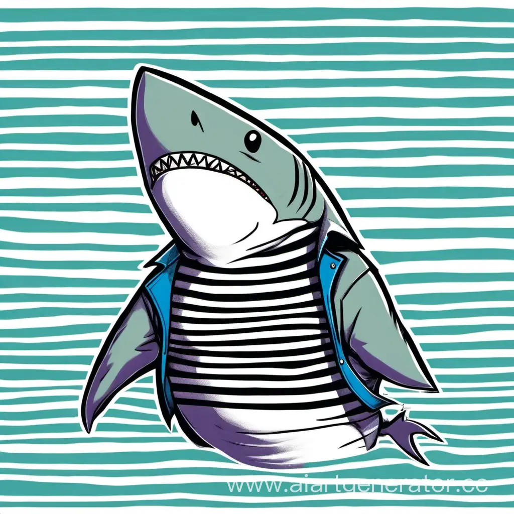 Striped-Shirt-Shark-Swimming-in-Turquoise-Waters