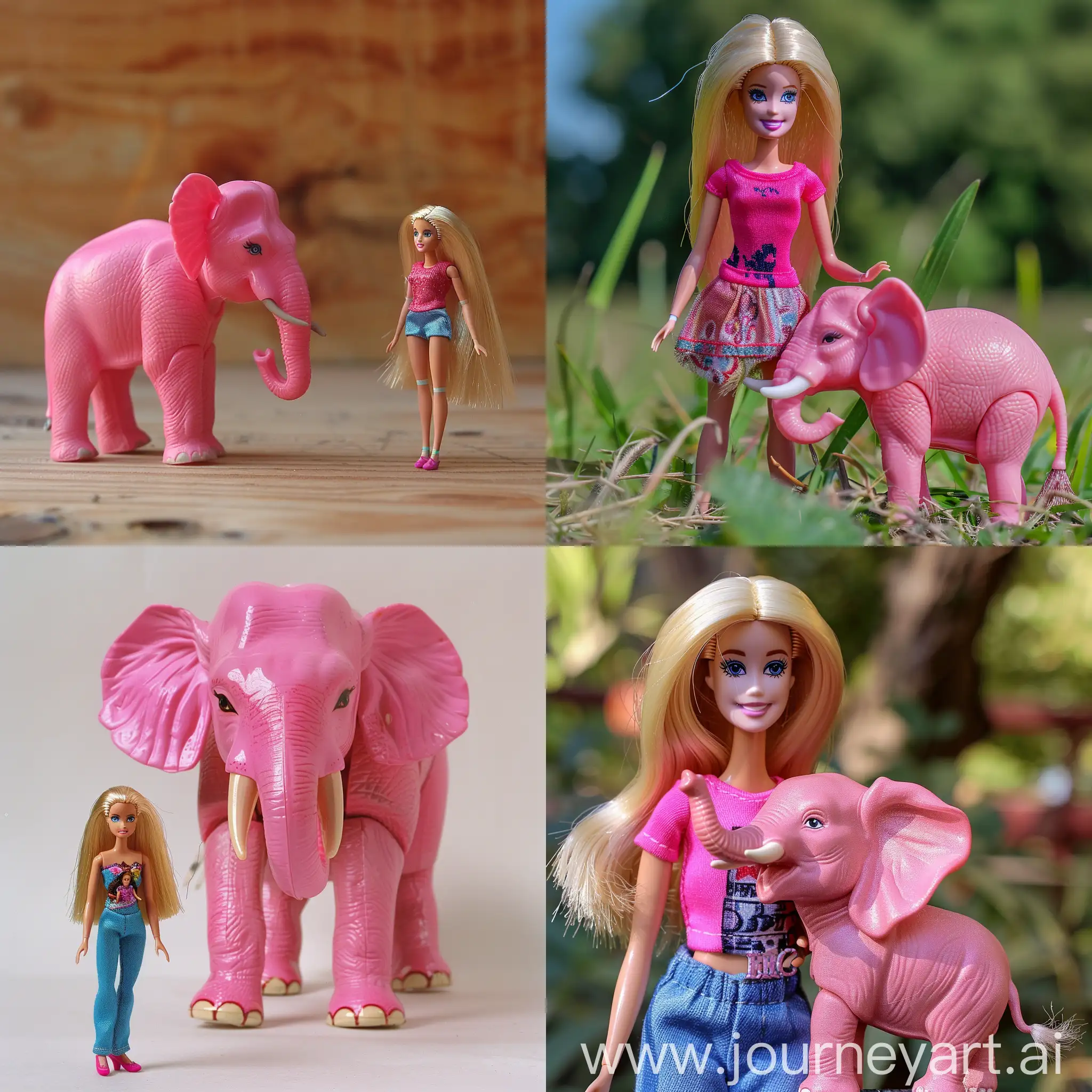 Pink elephant with barbie
