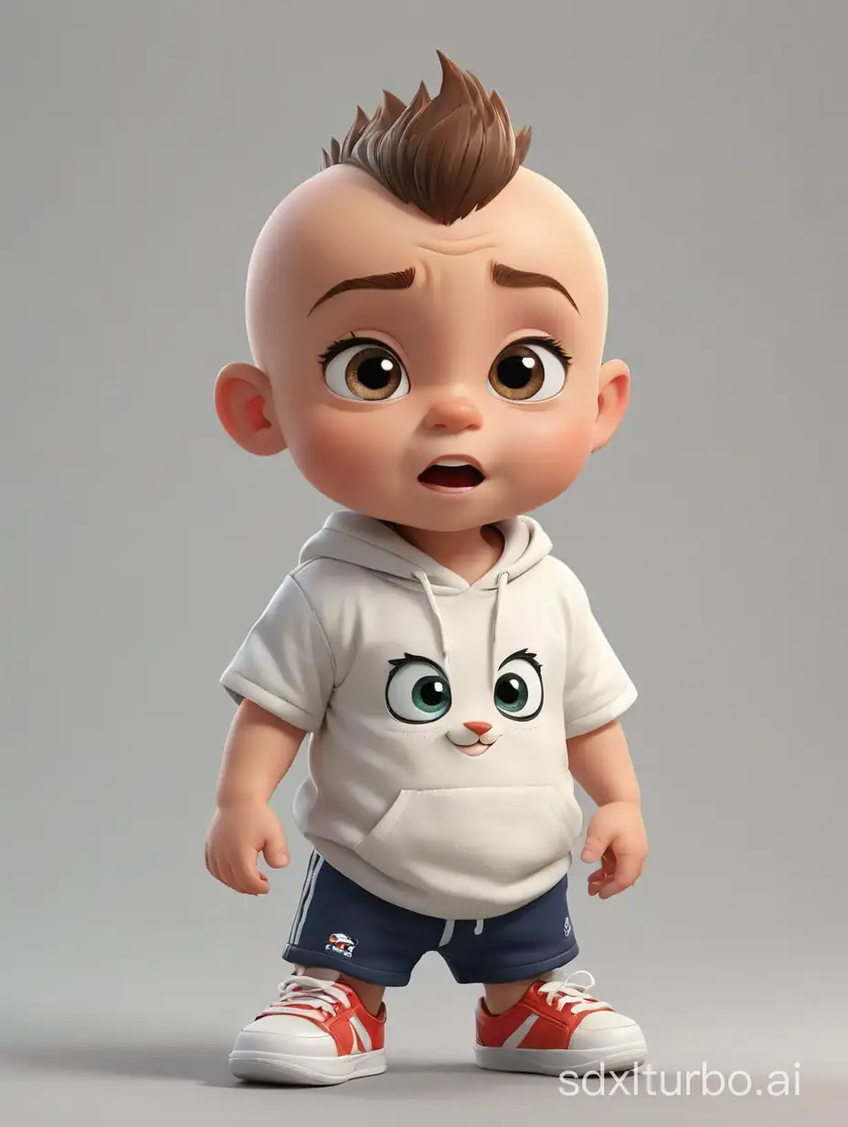 Adorable-3D-Mascot-Baby-in-Simple-Sport-TShirt-and-Shoes