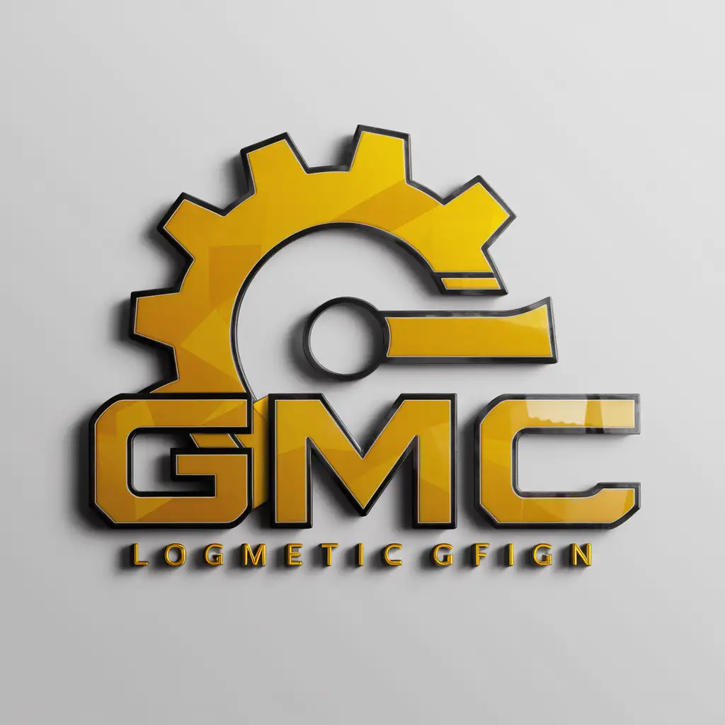 Use the letters GMC to create a logo using the colours yellow and white