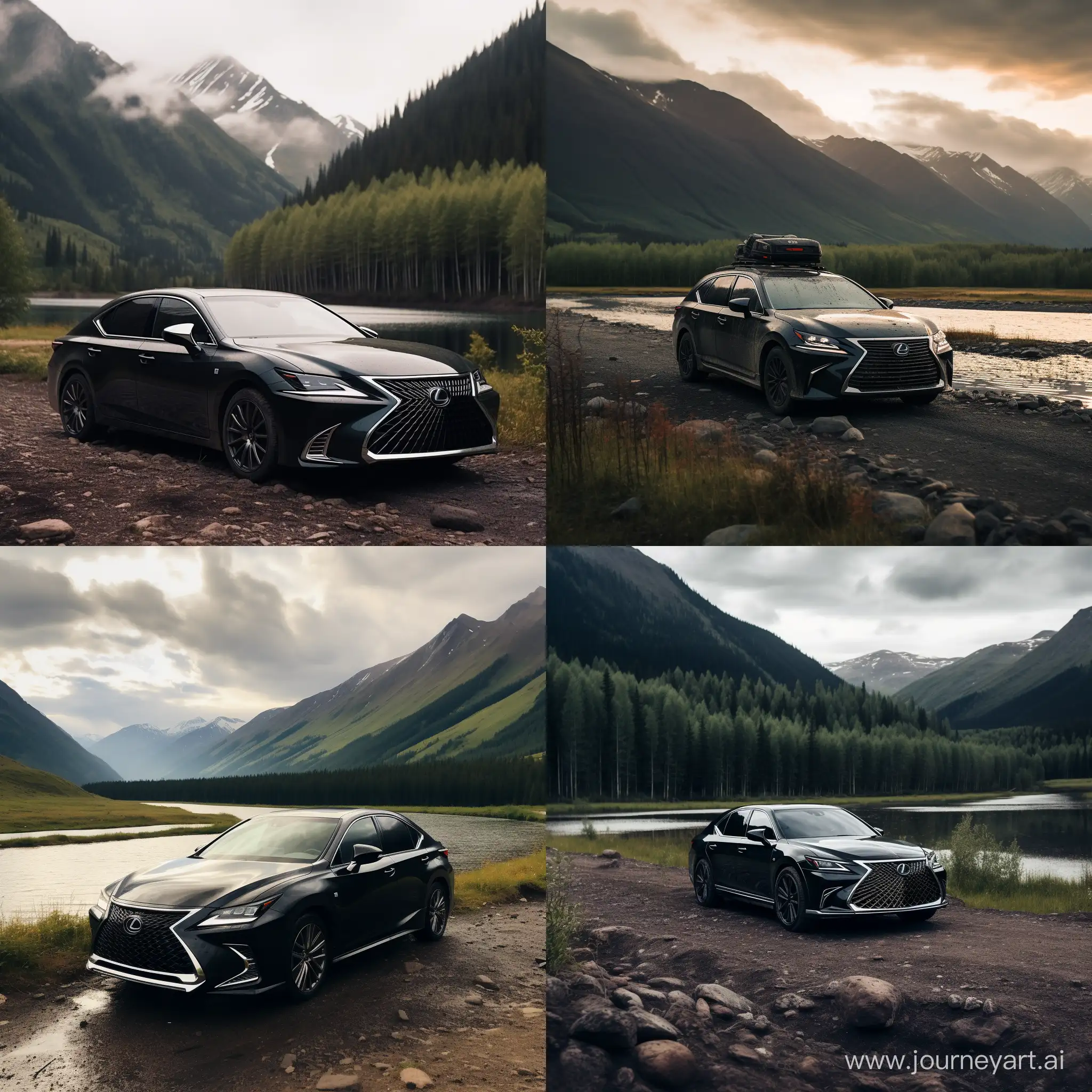 Sleek-Black-Lexus-in-Altai-Landscape