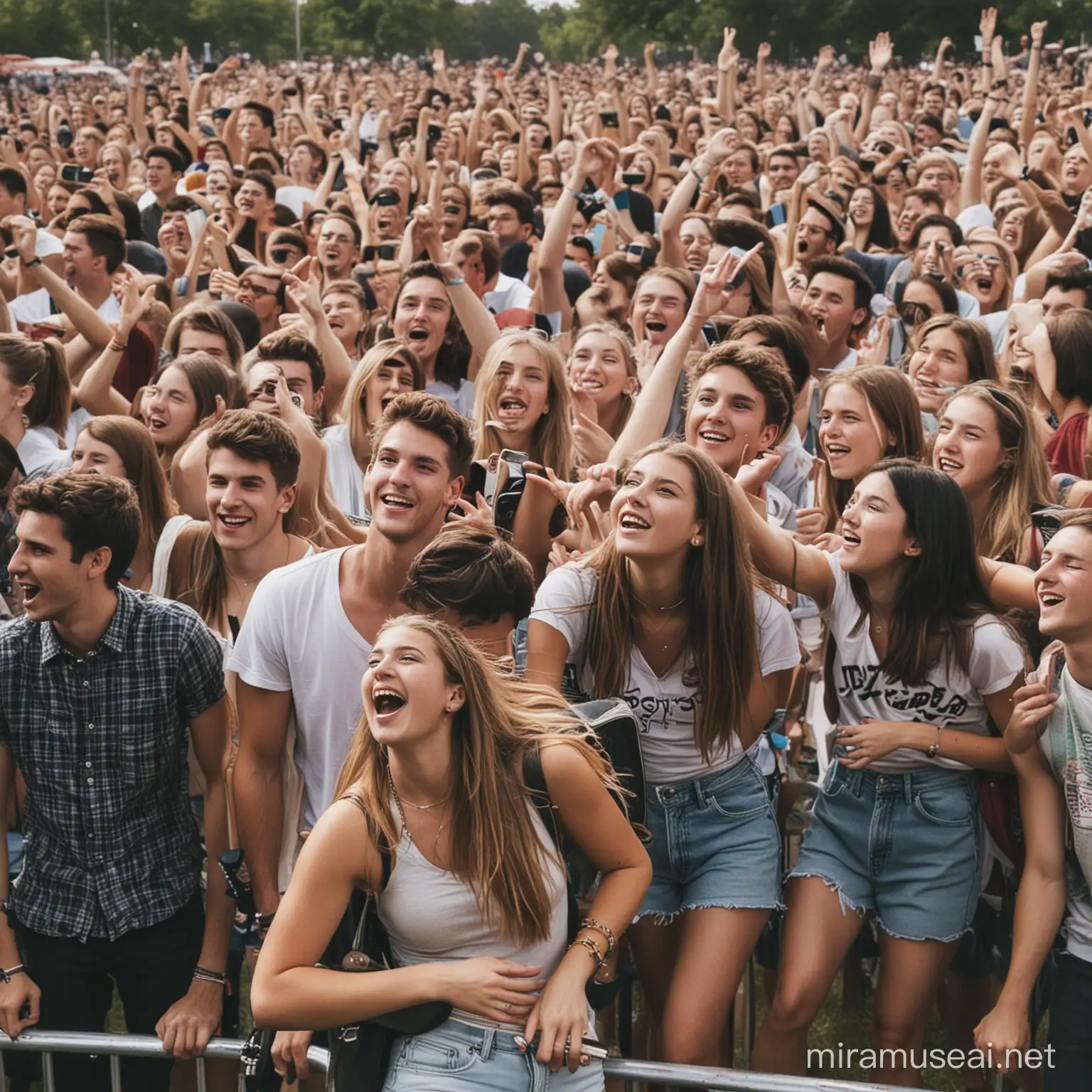 College Students Enjoying a Musical Festival