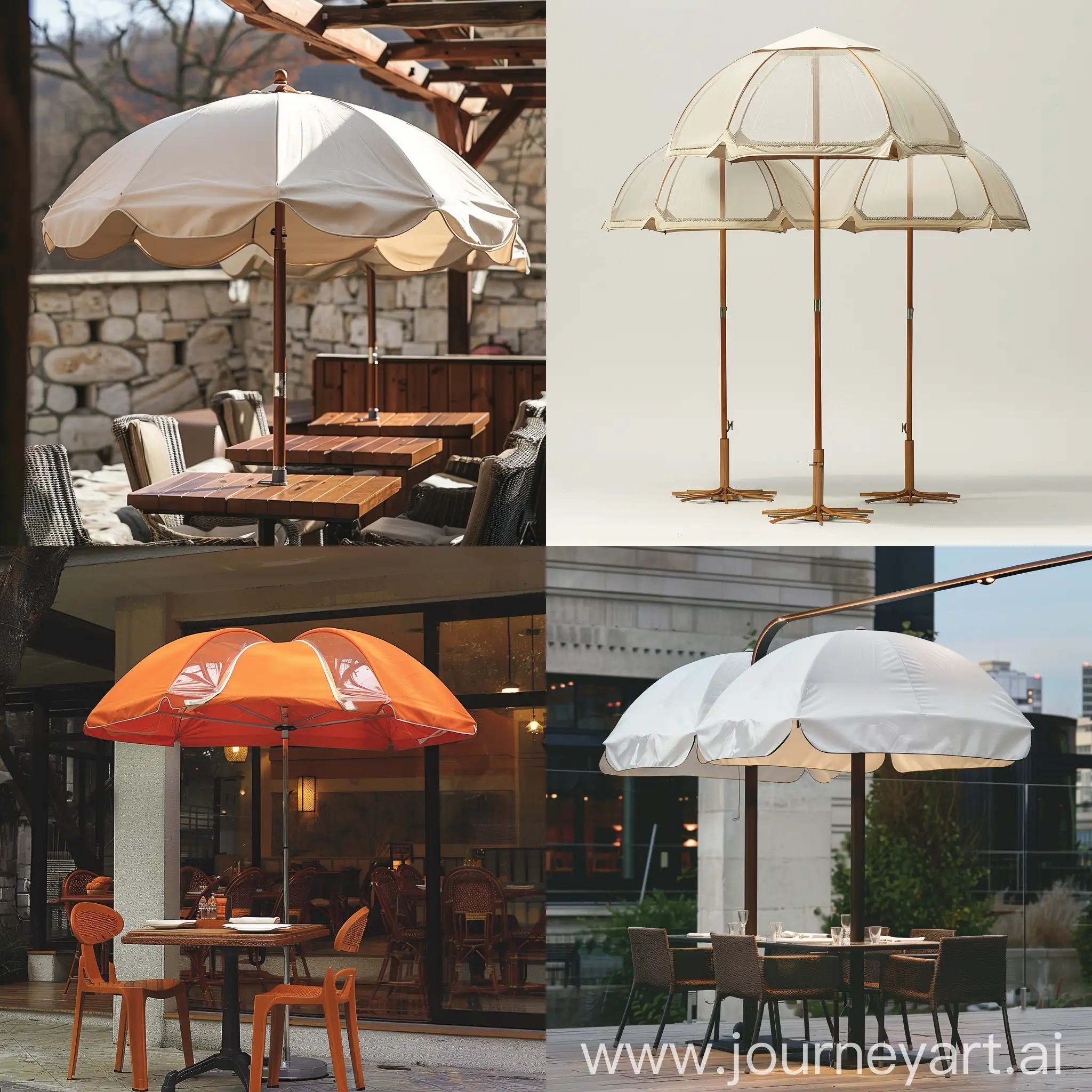 umbrella with two domes for the restaurant

