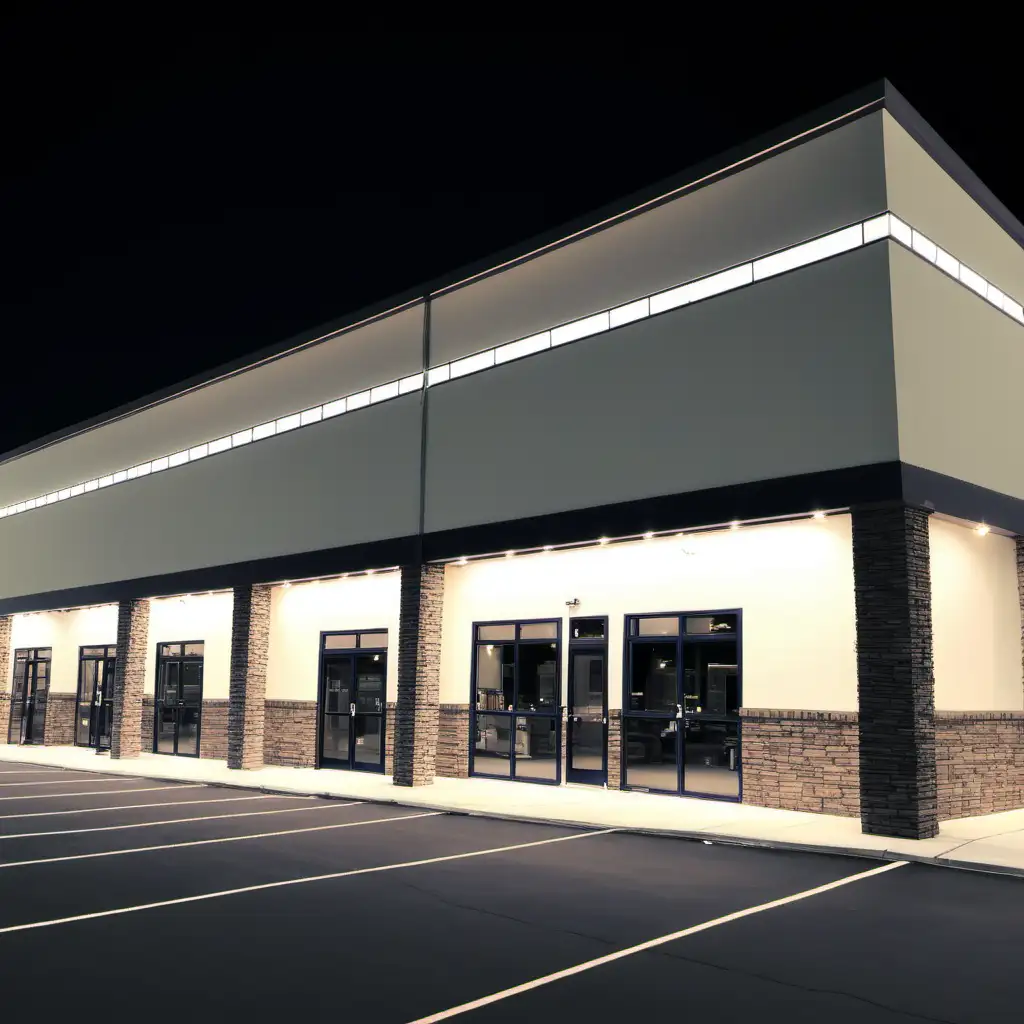 Modern Commercial Building Illuminated with Crisp Clean Lights