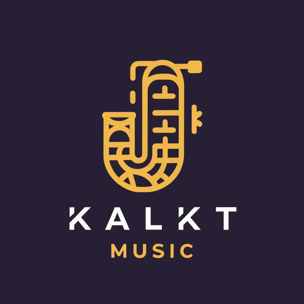 a logo design,with the text "KALKiT MUSIC", main symbol:sexophone,complex,be used in Entertainment industry,clear background
