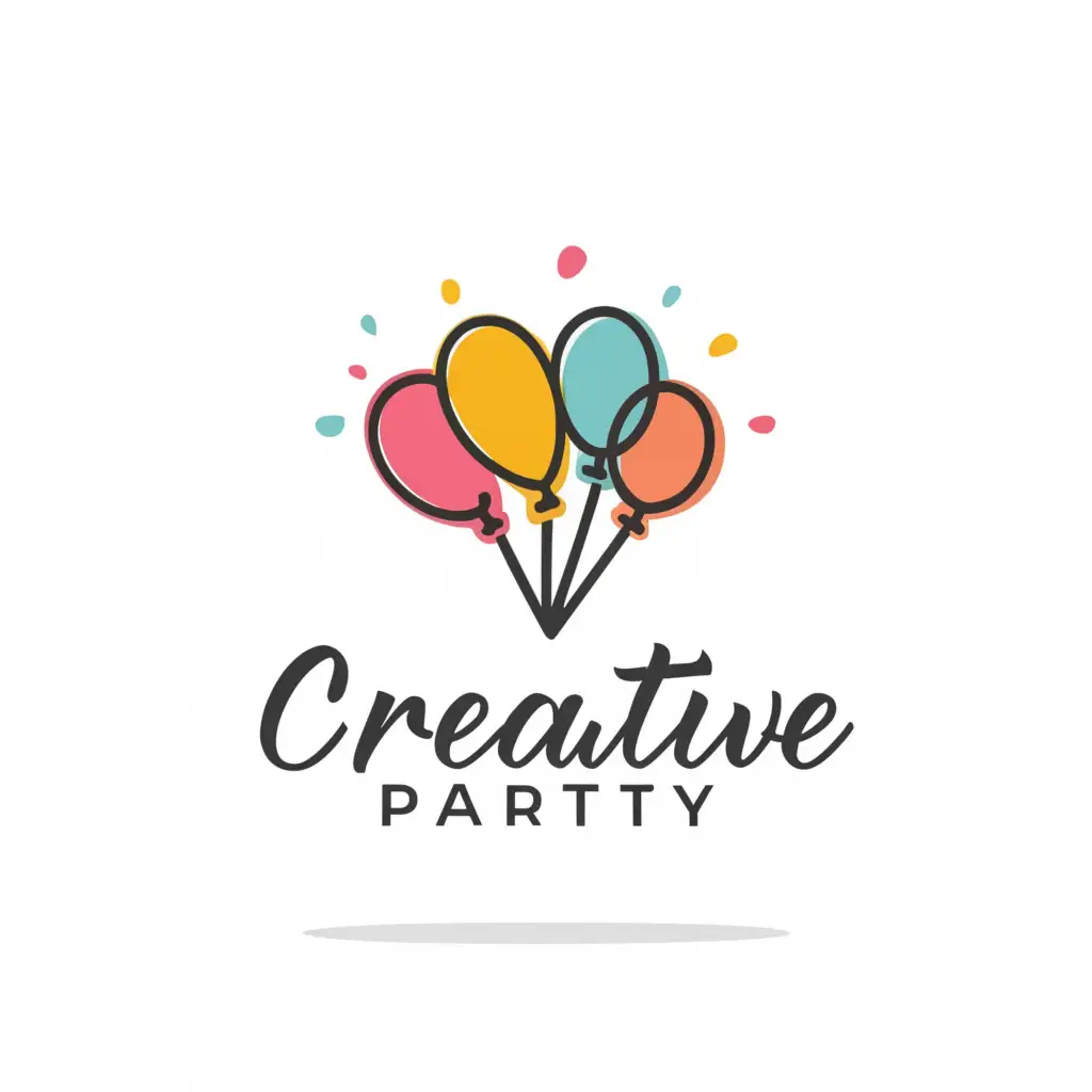 a logo design,with the text "Creative party", main symbol:Balls,Minimalistic,be used in Events industry,clear background
