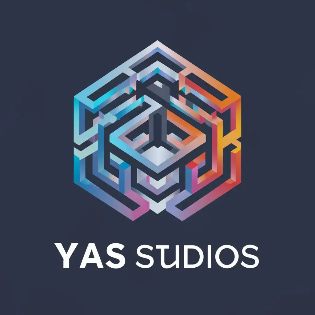 logo, A radiant cube, with the text "YAS Studios", typography