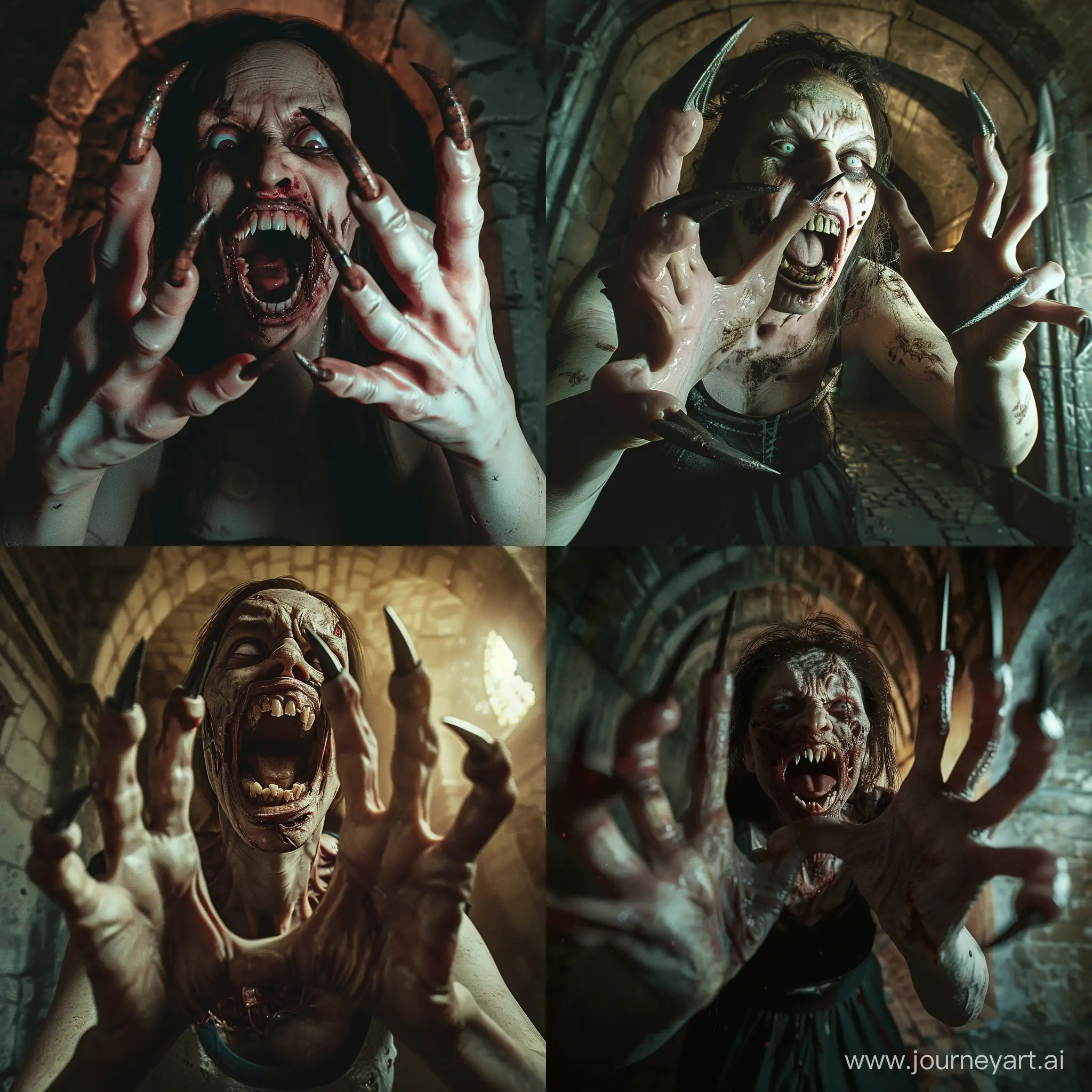 Terrifying-Zombie-Woman-Attack-in-Old-Crypt-HyperRealistic-Horror-Scene