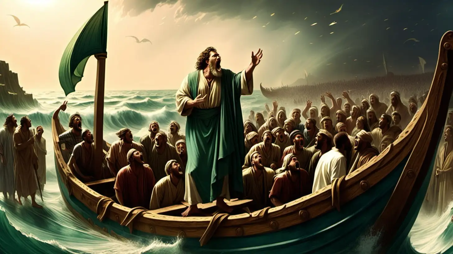 Prophet Jonah Preaching Repentance to the People of Nineveh