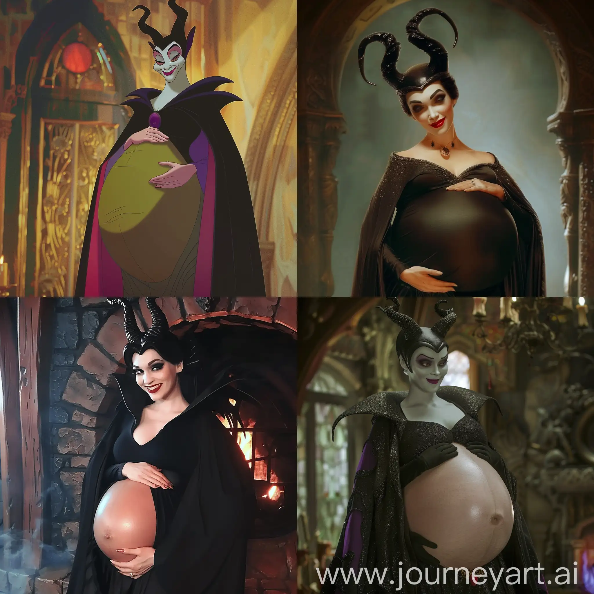 Pregnant-Maleficent-with-Exposed-Belly-in-Artistic-Portrait