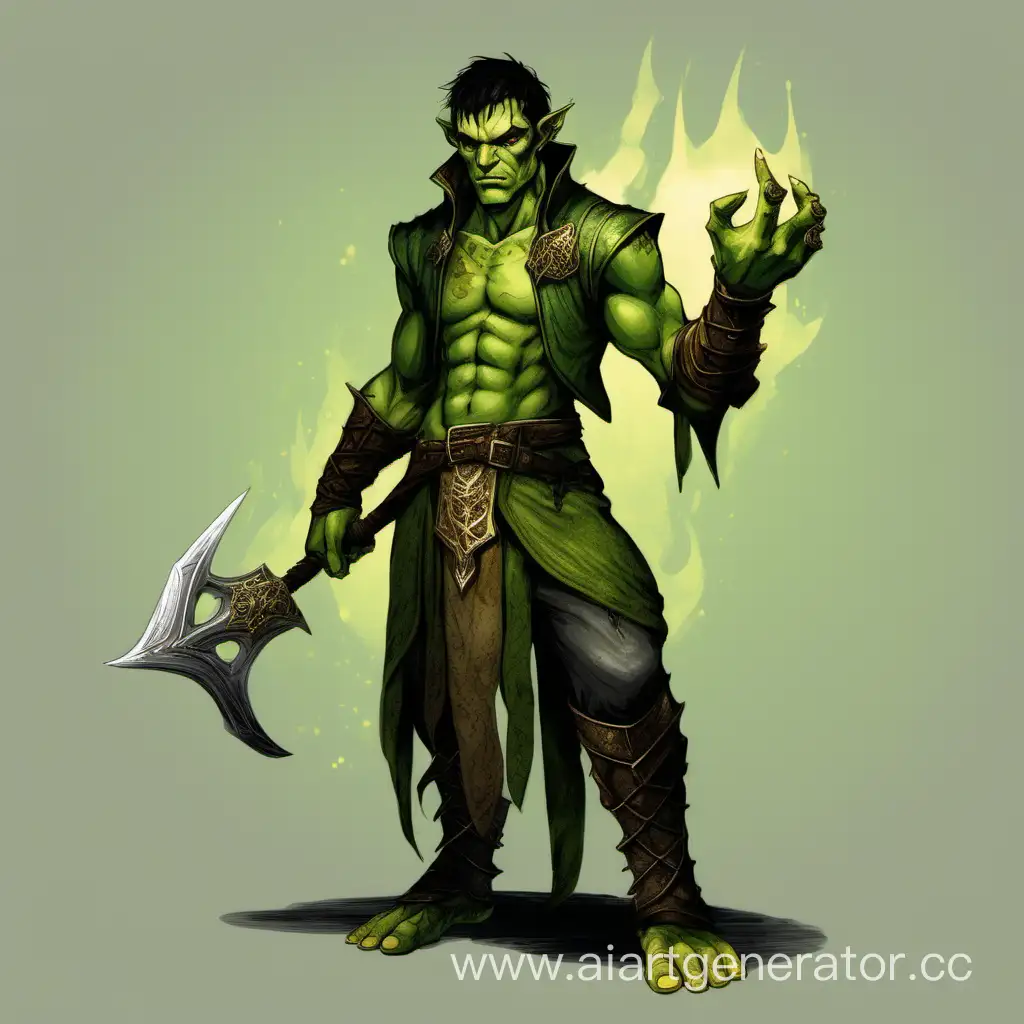 Mystical-Green-HalfOrc-Sorcerer-with-Dragon-Scales