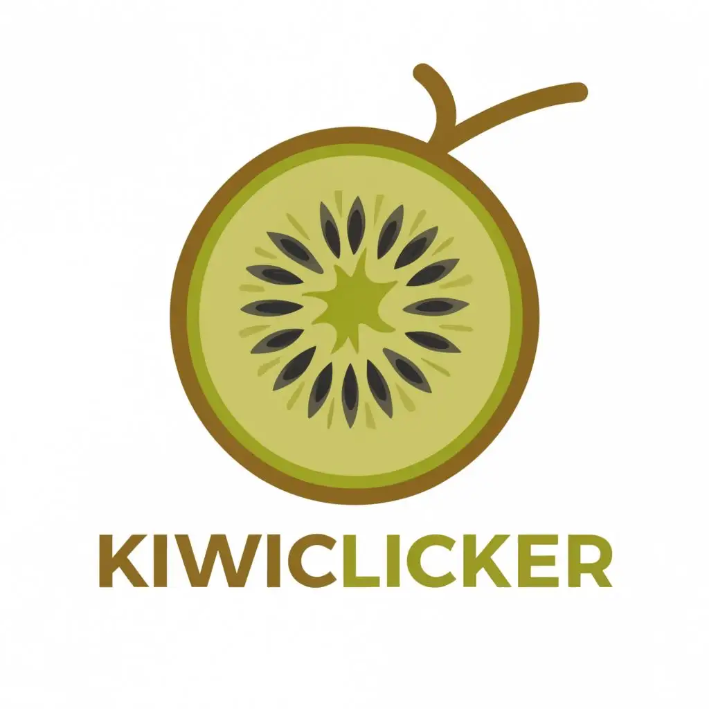 logo, Half a kiwi fruit in 2D style
Color Scheme:
#2ecc71, #e67e22, with the text "KiwiClicker", typography, be used in Internet industry