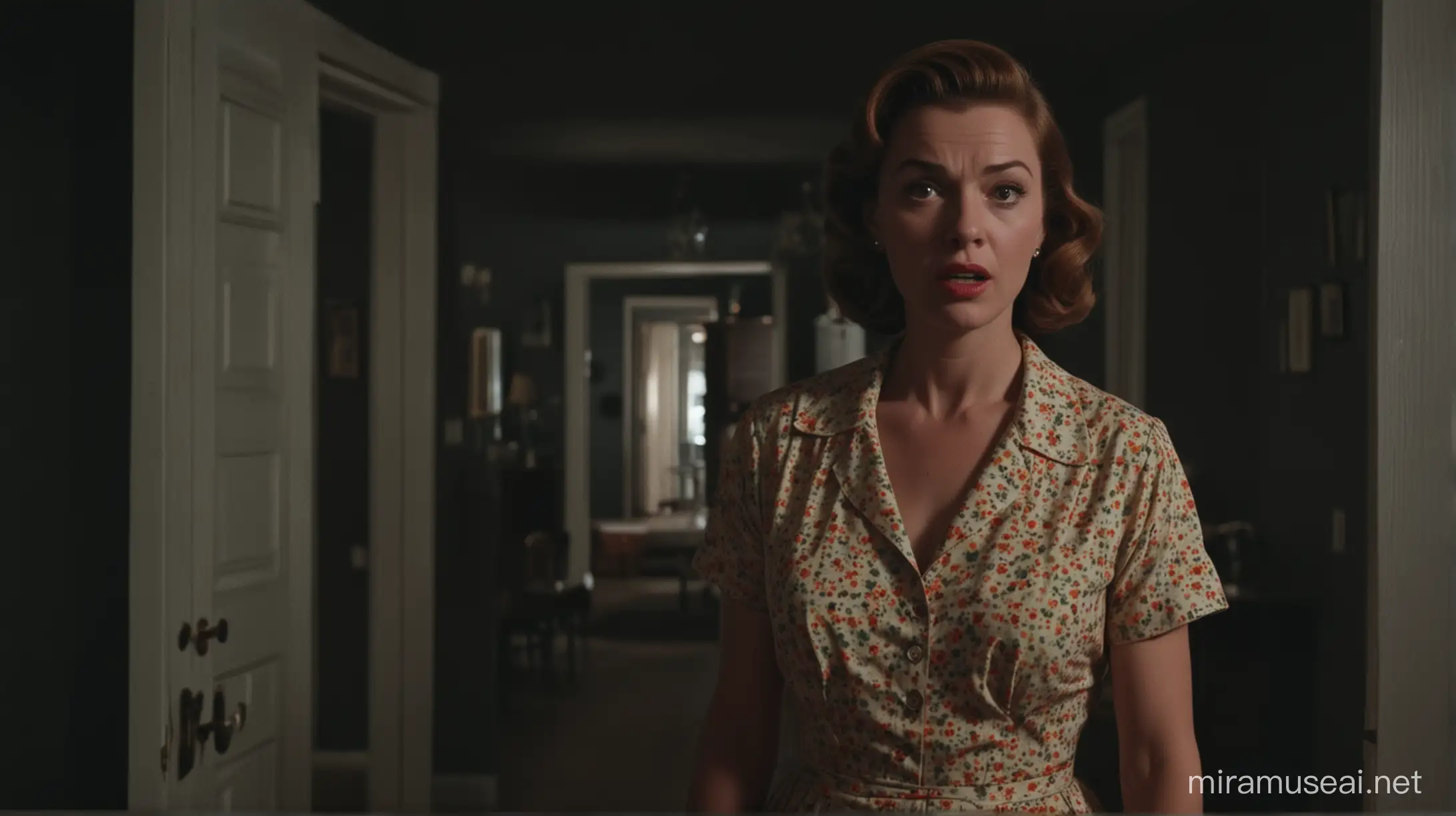 A 1950s housewife hunts people in a dark house