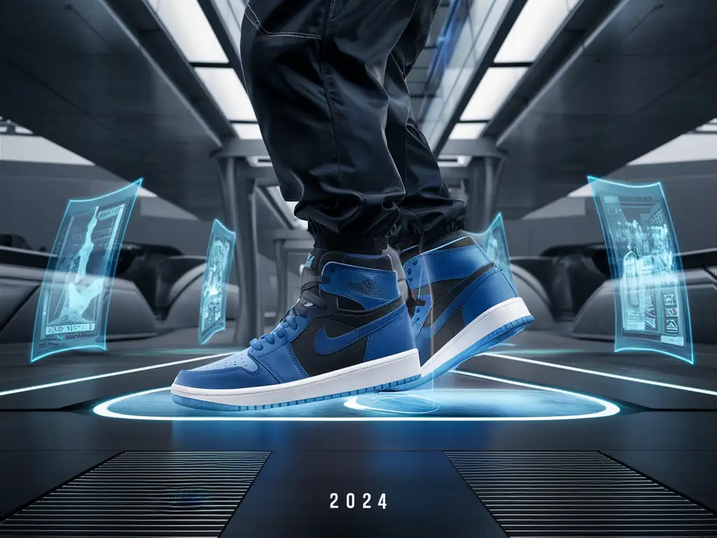 prompt: put the year 2024 with some air Jordan that's Carolina blue
