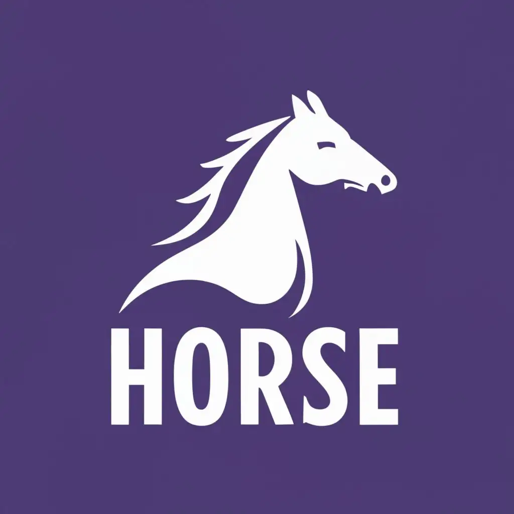 logo, horse view from front, pictorial, modern, minimalist, logo, with the text "Horse", typography, be used in Education industry