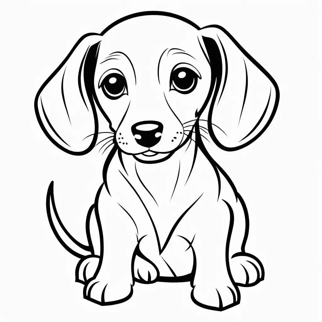 coloring page cute puppy dachshund simple