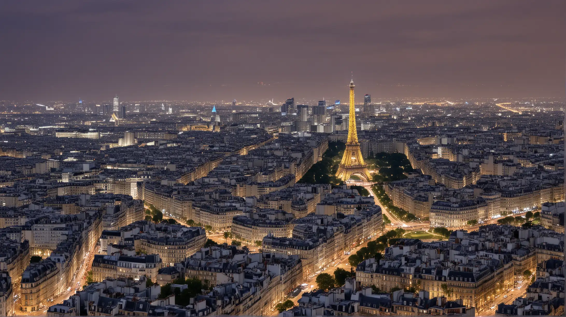 Illuminating Paris Skyline at Dusk