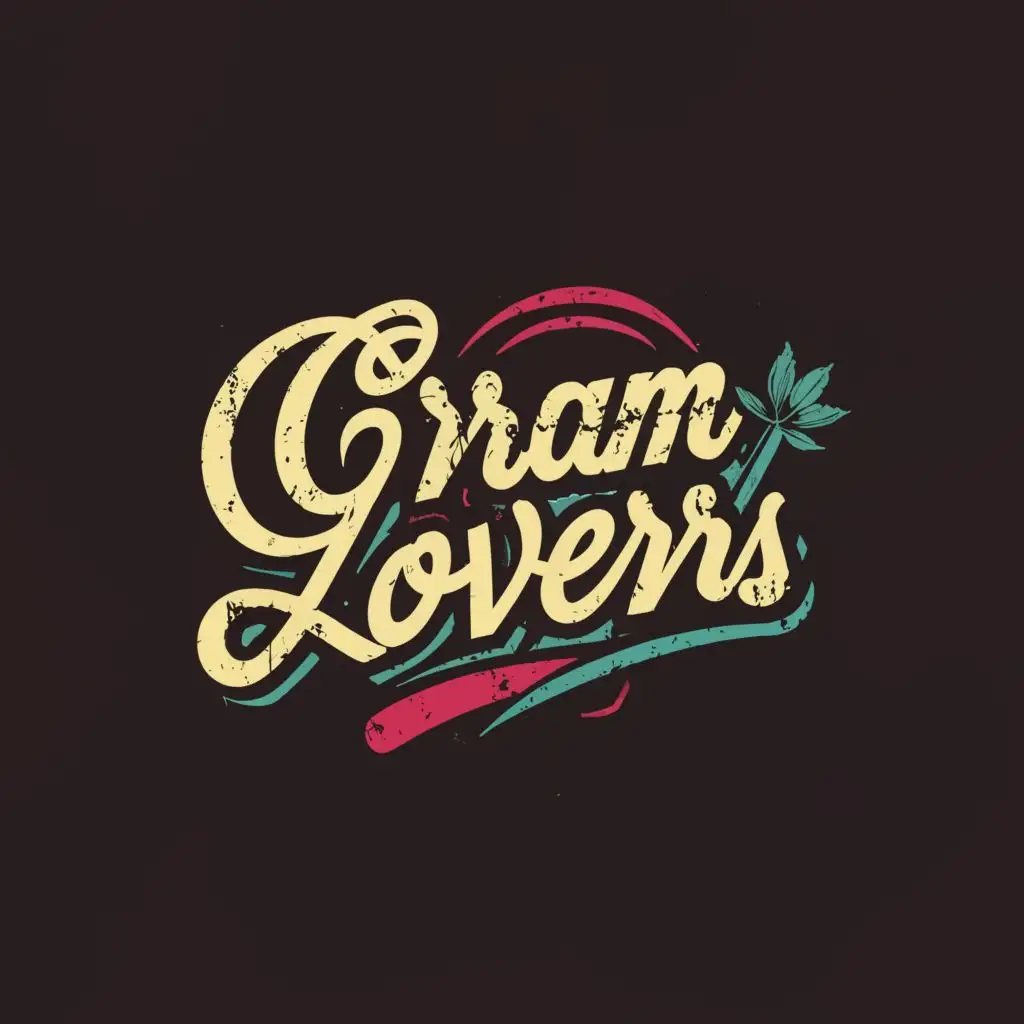 logo, powder, narcotics, with the text "Gram lovers", typography