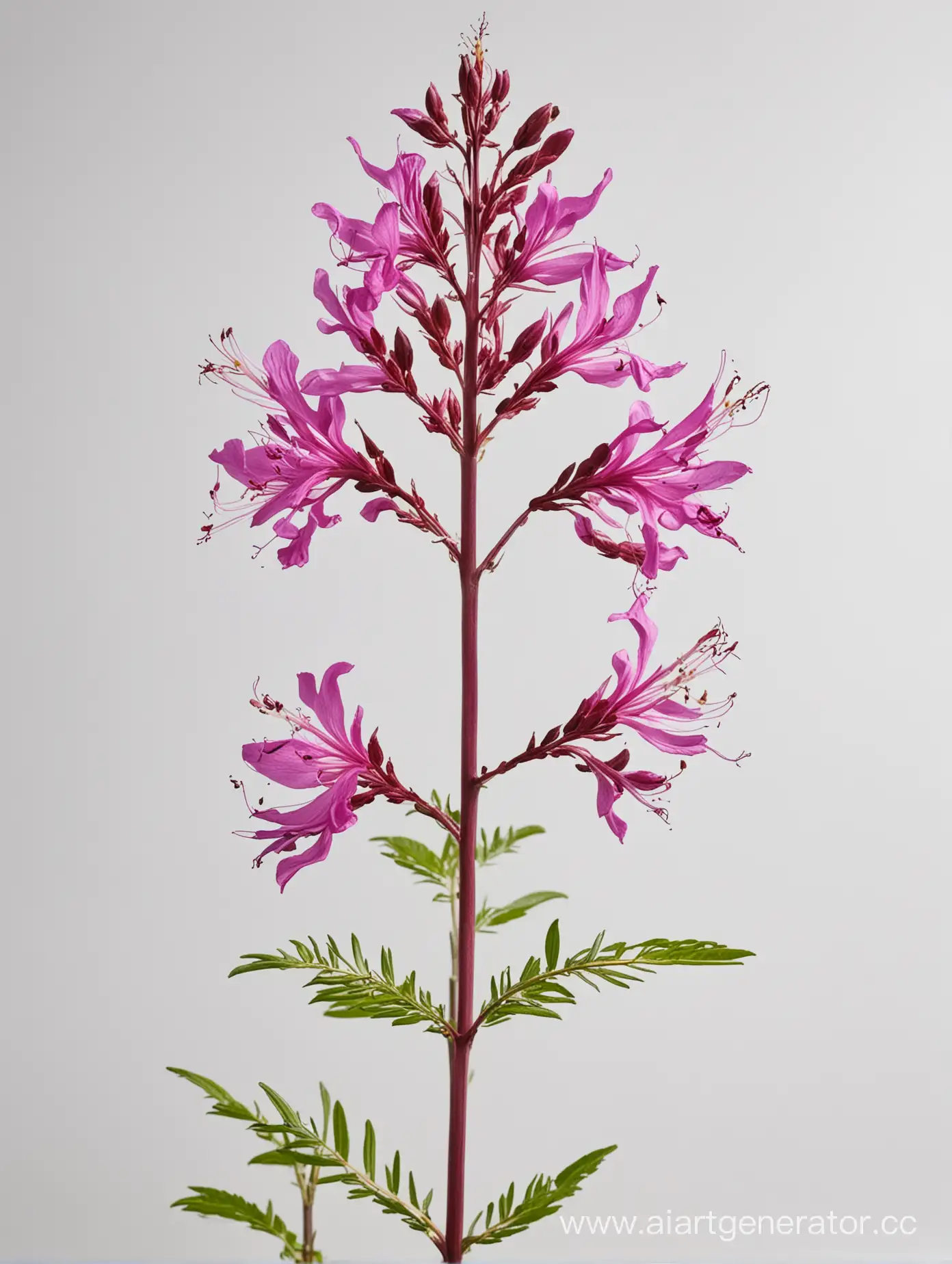 CloseUp-Vibrant-Fireweed-Wildflower-on-White-Background